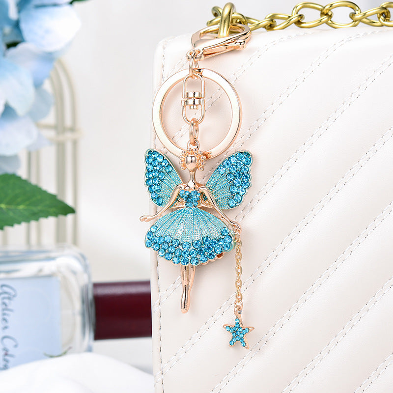 Wholesale Water Diamond Butterfly Fairy Metal Keychains